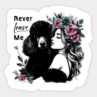 Woman Hugging Poodle With Flowers Sticker